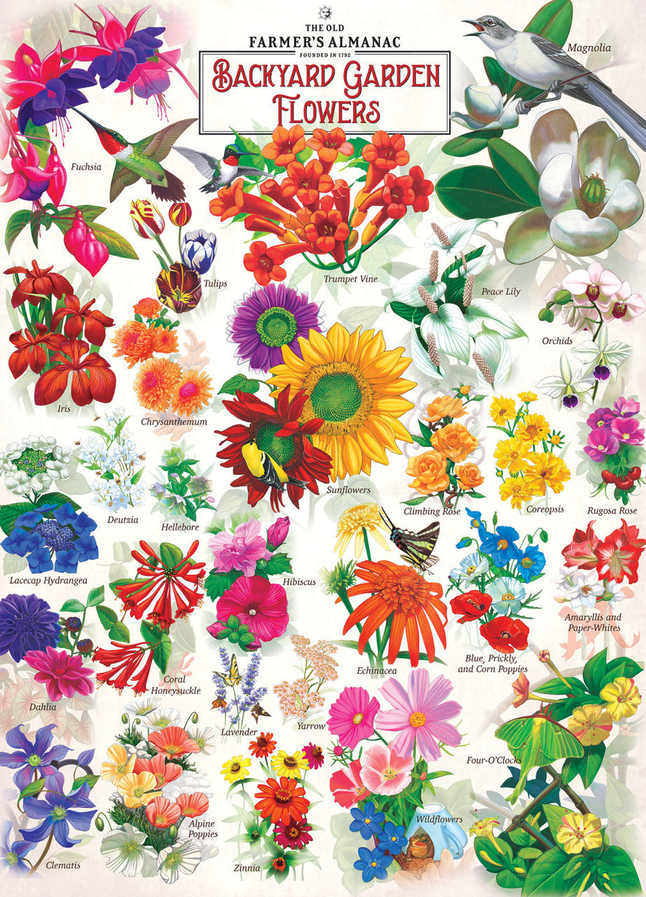 Jigsaw Puzzle Farmers Almanac - Garden Florals 1000 Piece Puzzle